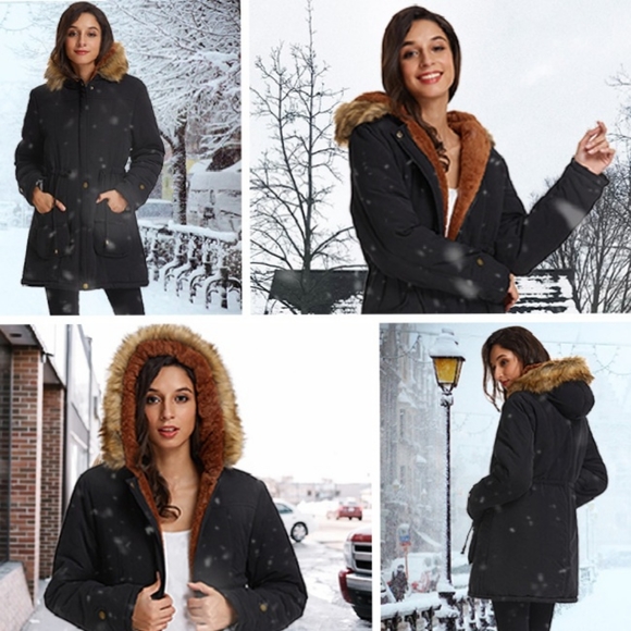 Curlbiuty Womens Dark Olive Winter Faux Fur Lining  Parka NWT Sz S - Picture 2 of 12